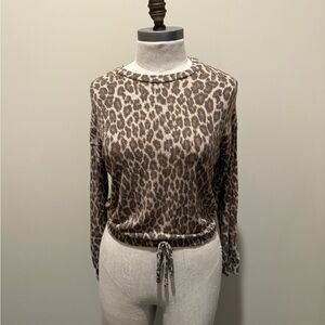 Gaze Cream and Brown Fitted Tie Front Blouse